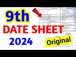 Sahiwal Board 9th Class New Date Sheet 2024